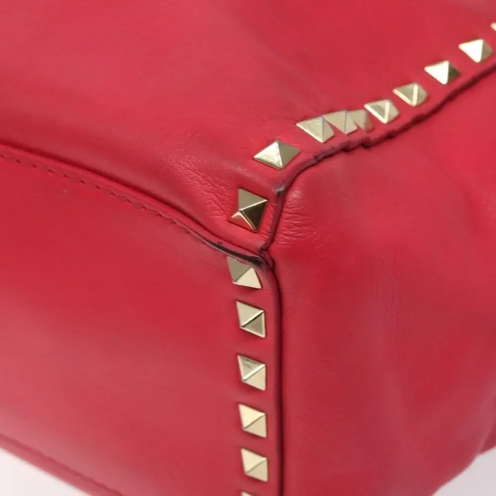 Valentino Rockstud Leather Handbag Red